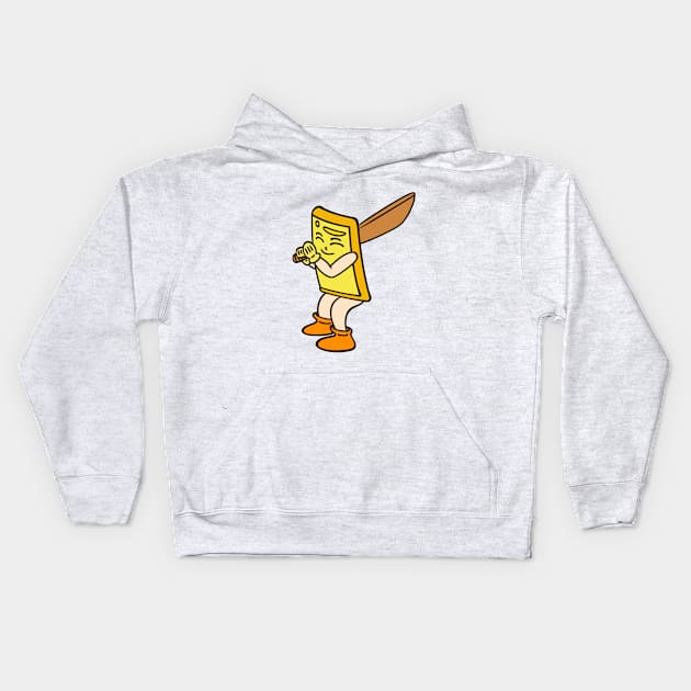 Funny cartoon cricket sport Kids Hoodie by Andrew Hau